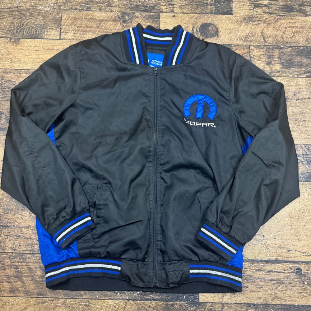 Mopar JH Design Authentic Performance Bomber Jacket‎ Mens Size Medium Black Blue